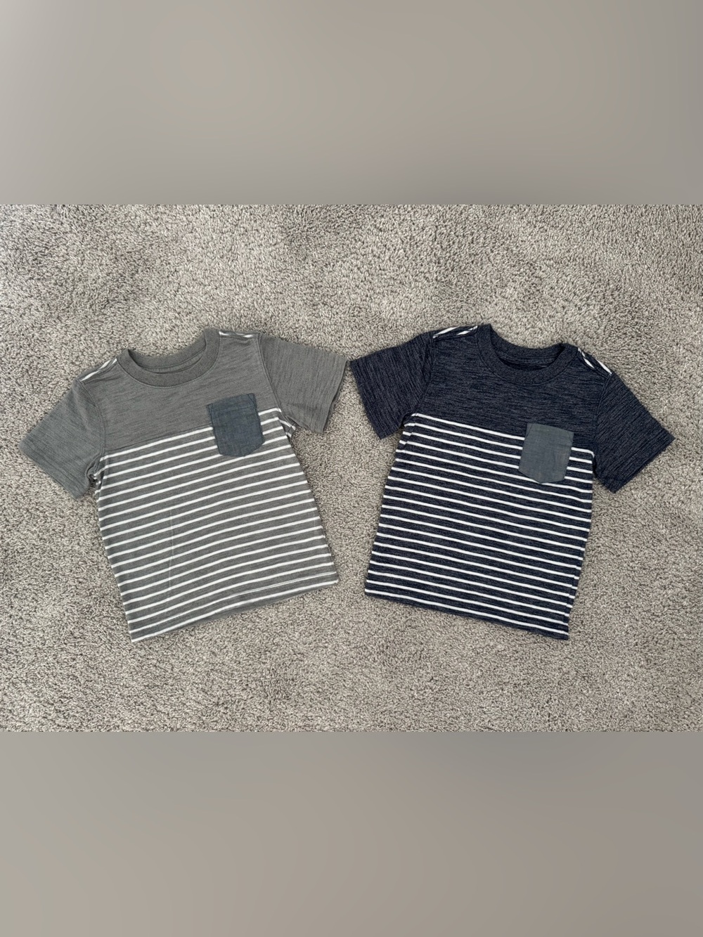 Cherokee Striped Pocket Tees in Gray and Navy